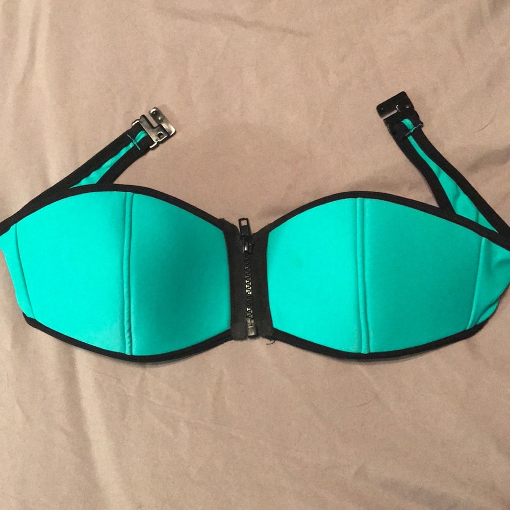 Blue & black bikini top